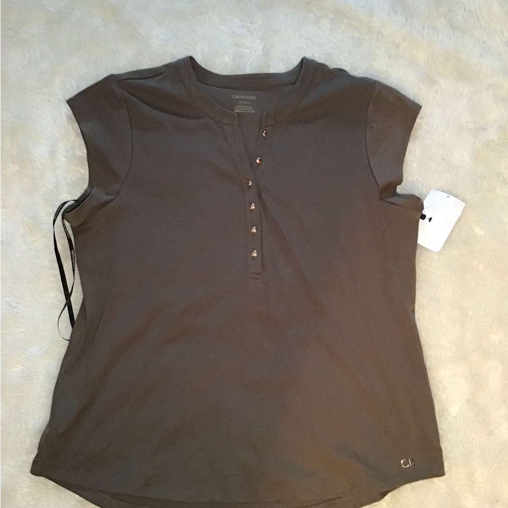 Calvin Klein army green short sleeve blouse size XL - Picture 7 of 7